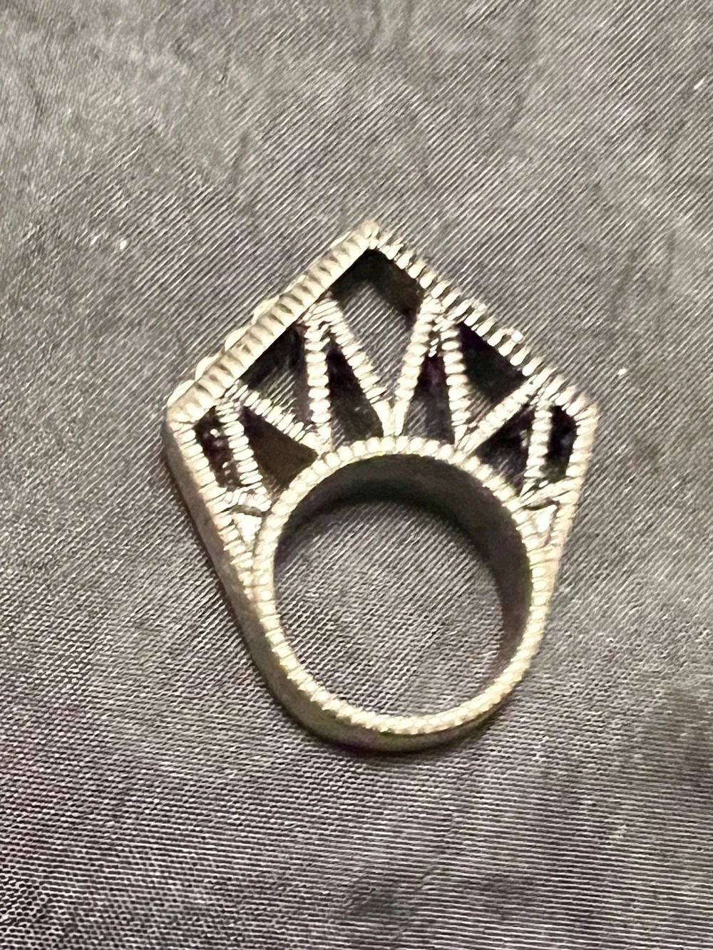 Silver-Tone Crown Ring with Clear Crystal Accents
